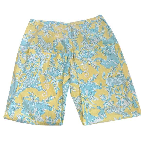 Lilly Pulitzer Tropical Print Pants Womens 4 Yellow Blue Beach Coastal Preppy - Picture 7 of 7